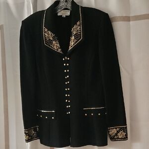 St. John Black Jacket with Gold Detailing